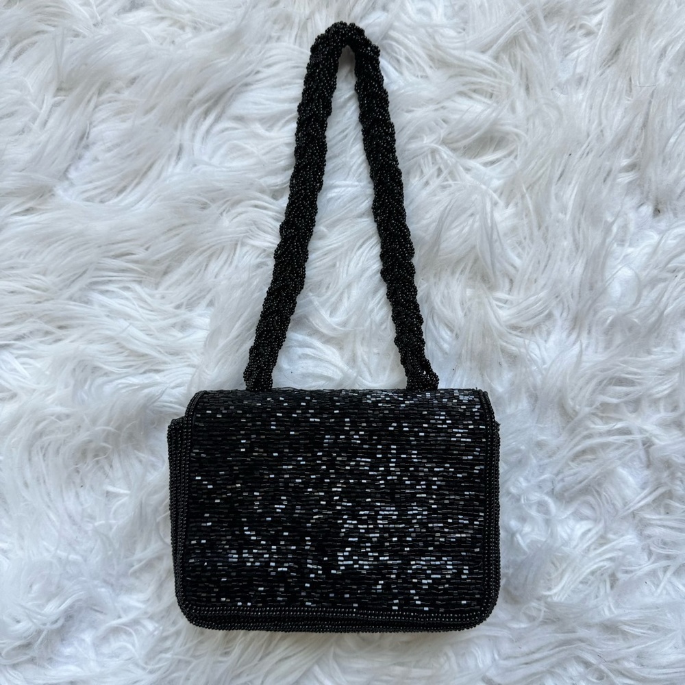 Vintage Carlo Fellini Fully Beaded Mini Evening Bag with Mirror 🖤